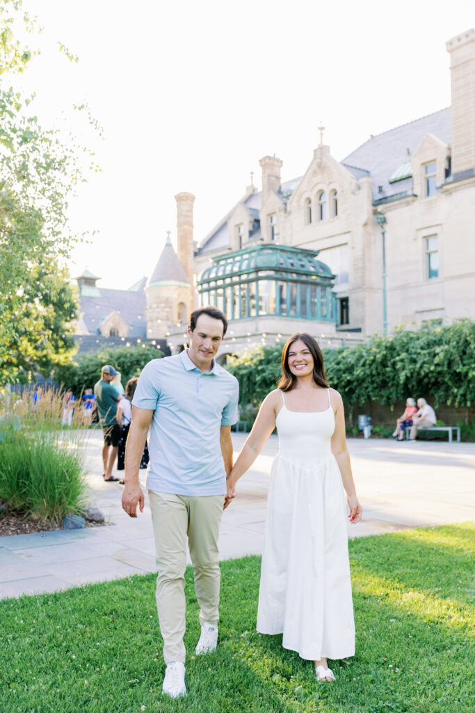 Engagement Photos by Tim Thornburg Photography at the American Swedish Institute. Kira and Jacob look at each other
