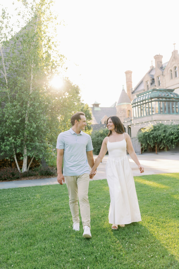 Engagement Photos by Tim Thornburg Photography at the American Swedish Institute. Kira and Jacob look at each other